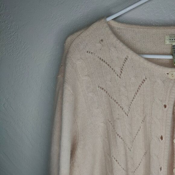 Yarn Works Lambs Wool RabbitâHairâBlendâBabyâPinkâButtonâDownâSweater - Picture 7 of 11